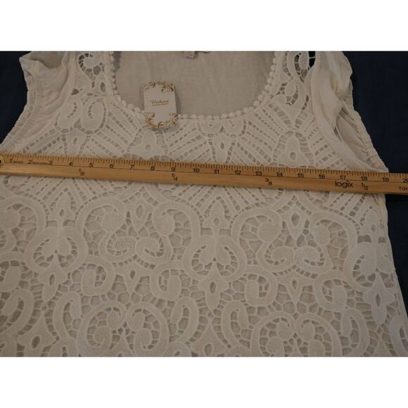 Suzanne Betro Weekend Ivory Lace Cap-Sleeve Top M - Picture 4 of 9